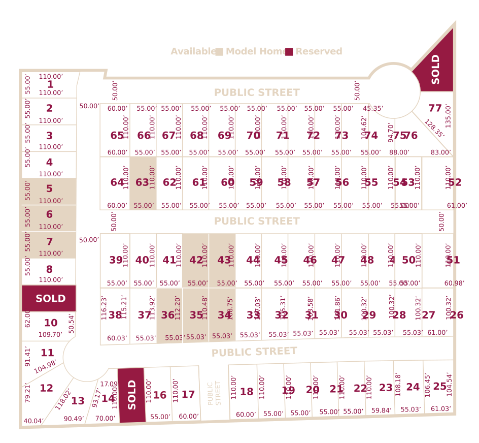 Available lots for sale by Villanueva in El Dorado Thousand Oaks